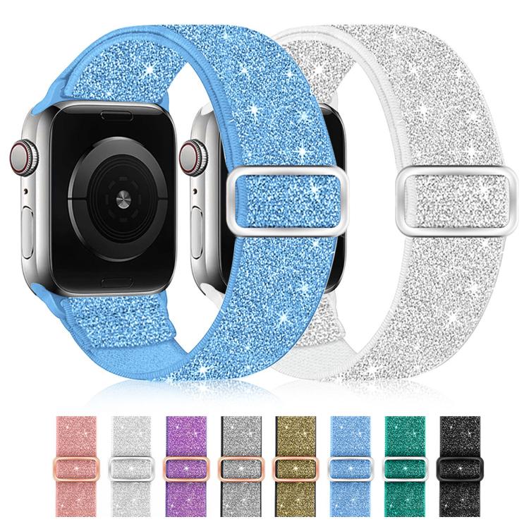 Dây đồng hồ nylon co giãn lấp lánh, dành cho Apple Watch 49mm / 46mm / 45mm / 44mm, dành cho Apple Watch 42mm / 41mm / 40mm / 38mm