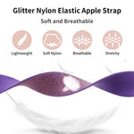 Dây đồng hồ nylon co giãn lấp lánh, dành cho Apple Watch 49mm / 46mm / 45mm / 44mm, dành cho Apple Watch 42mm / 41mm / 40mm / 38mm