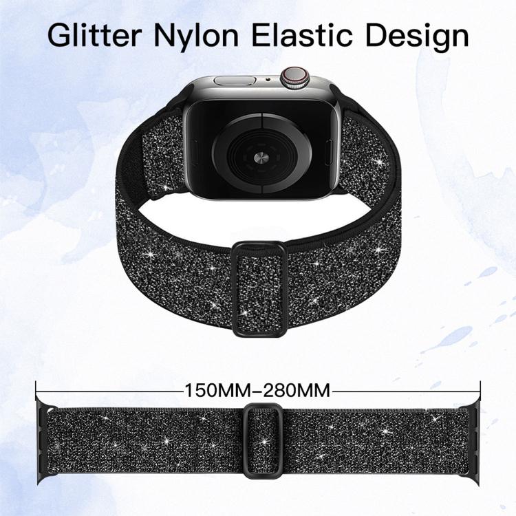 Dây đồng hồ nylon co giãn lấp lánh, dành cho Apple Watch 49mm / 46mm / 45mm / 44mm, dành cho Apple Watch 42mm / 41mm / 40mm / 38mm