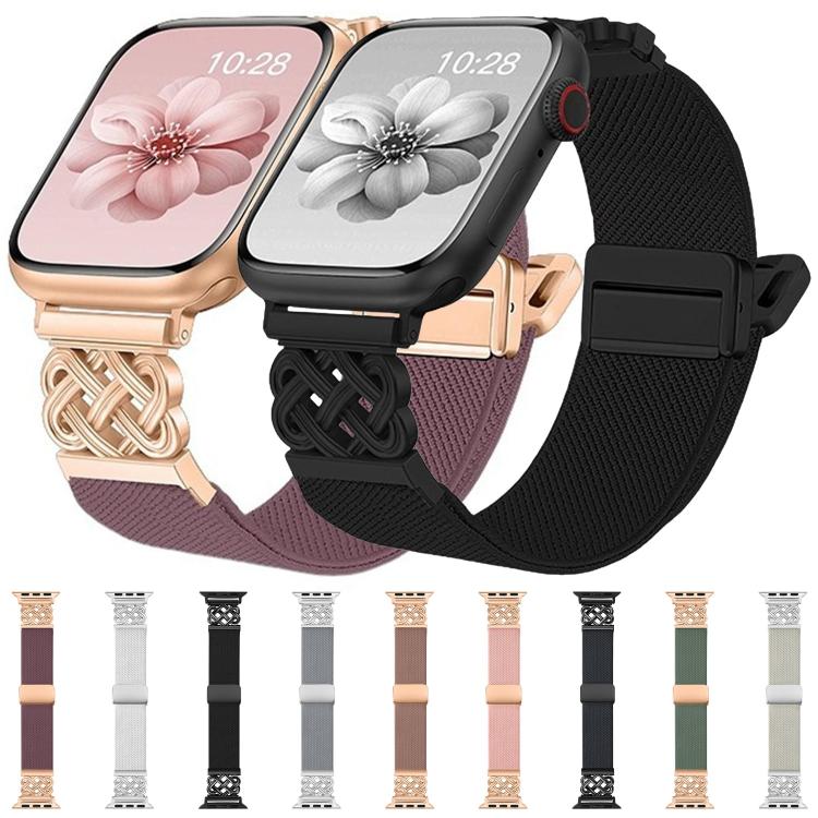 Dây đồng hồ nylon dệt chéo khóa nam châm nút thắt Trung Quốc, dành cho Apple Watch 49mm / 46mm / 45mm / 44mm, dành cho Apple Watch 42mm / 41mm / 40mm / 38mm