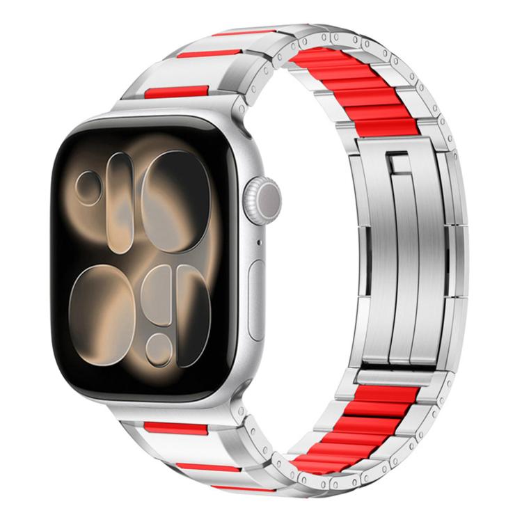 Dây đồng hồ thép không gỉ đính cao su nhiều mặt, dành cho Apple Watch 46mm / 49mm / 45mm / 44mm, dành cho Apple Watch 42mm / 41mm / 40mm / 38mm