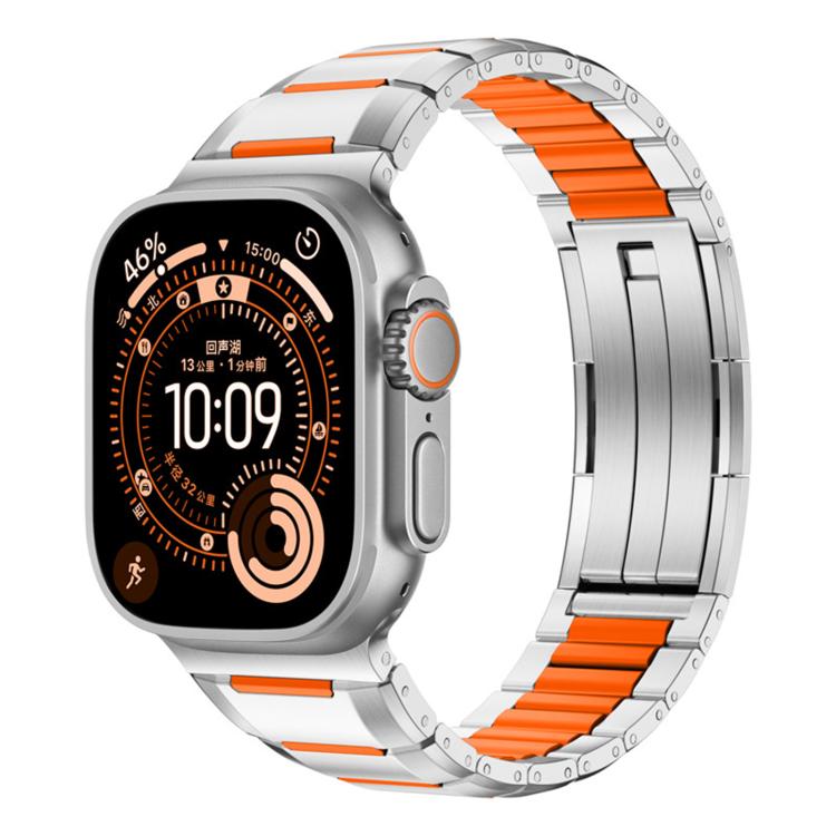 Dây đồng hồ thép không gỉ đính cao su nhiều mặt, dành cho Apple Watch 46mm / 49mm / 45mm / 44mm, dành cho Apple Watch 42mm / 41mm / 40mm / 38mm