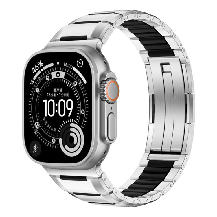 Dây đồng hồ thép không gỉ đính cao su nhiều mặt, dành cho Apple Watch 46mm / 49mm / 45mm / 44mm, dành cho Apple Watch 42mm / 41mm / 40mm / 38mm