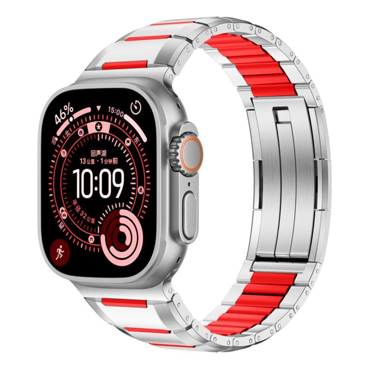 Dây đồng hồ thép không gỉ đính cao su nhiều mặt, dành cho Apple Watch 46mm / 49mm / 45mm / 44mm, dành cho Apple Watch 42mm / 41mm / 40mm / 38mm