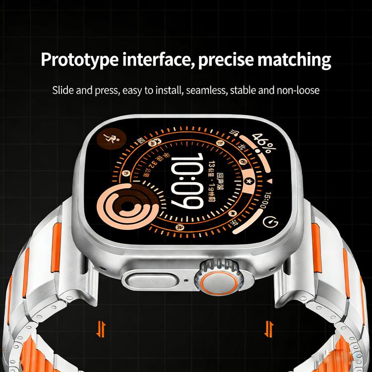 Dây đồng hồ thép không gỉ đính cao su nhiều mặt, dành cho Apple Watch 46mm / 49mm / 45mm / 44mm, dành cho Apple Watch 42mm / 41mm / 40mm / 38mm