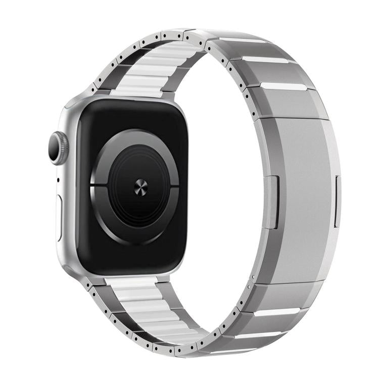 Dây đồng hồ thép không gỉ cong hai tông màu khóa bên, dành cho Apple Watch 49mm / 46mm / 45mm / 44mm, dành cho Apple Watch 42mm / 41mm / 40mm / 38mm