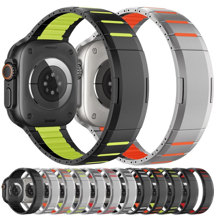 Dây đồng hồ thép không gỉ cong hai tông màu khóa bên, dành cho Apple Watch 49mm / 46mm / 45mm / 44mm, dành cho Apple Watch 42mm / 41mm / 40mm / 38mm