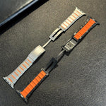 Dây đồng hồ thép không gỉ cong hai tông màu khóa bên, dành cho Apple Watch 49mm / 46mm / 45mm / 44mm, dành cho Apple Watch 42mm / 41mm / 40mm / 38mm