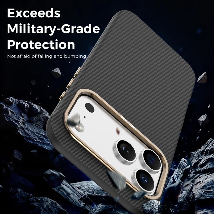 Ốp lưng điện thoại chống sốc từ tính vân sợi carbon Kevlar Mocome, dành cho iPhone 17 Pro Max