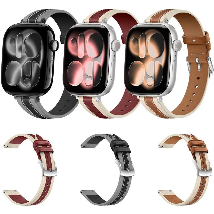 Dây đồng hồ da thật may ghép, dành cho Apple Watch 46mm / 49mm / 45mm / 44mm, dành cho Apple Watch 42mm / 41mm / 40mm / 38mm