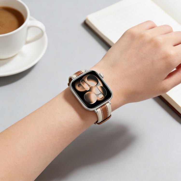 Dây đồng hồ da thật may ghép, dành cho Apple Watch 46mm / 49mm / 45mm / 44mm, dành cho Apple Watch 42mm / 41mm / 40mm / 38mm