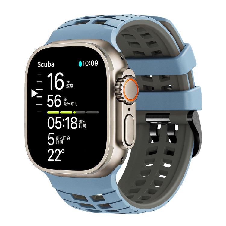Dây đồng hồ silicone hai màu họa tiết lốp xe hai lỗ, dành cho Apple Watch 49mm / 46mm / 45mm / 44mm