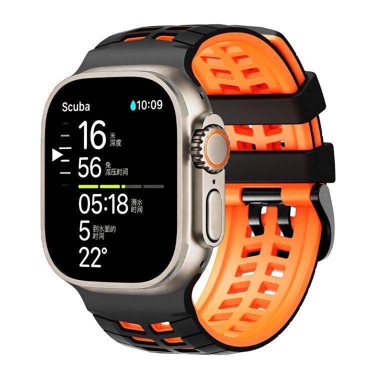 Dây đồng hồ silicone hai màu họa tiết lốp xe hai lỗ, dành cho Apple Watch 49mm / 46mm / 45mm / 44mm