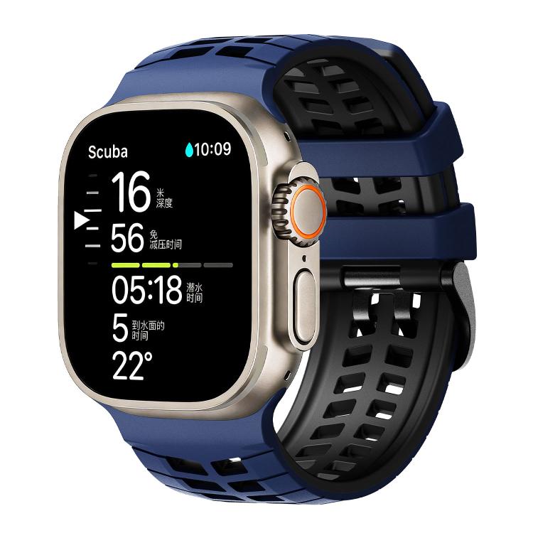 Dây đồng hồ silicone hai màu họa tiết lốp xe hai lỗ, dành cho Apple Watch 49mm / 46mm / 45mm / 44mm