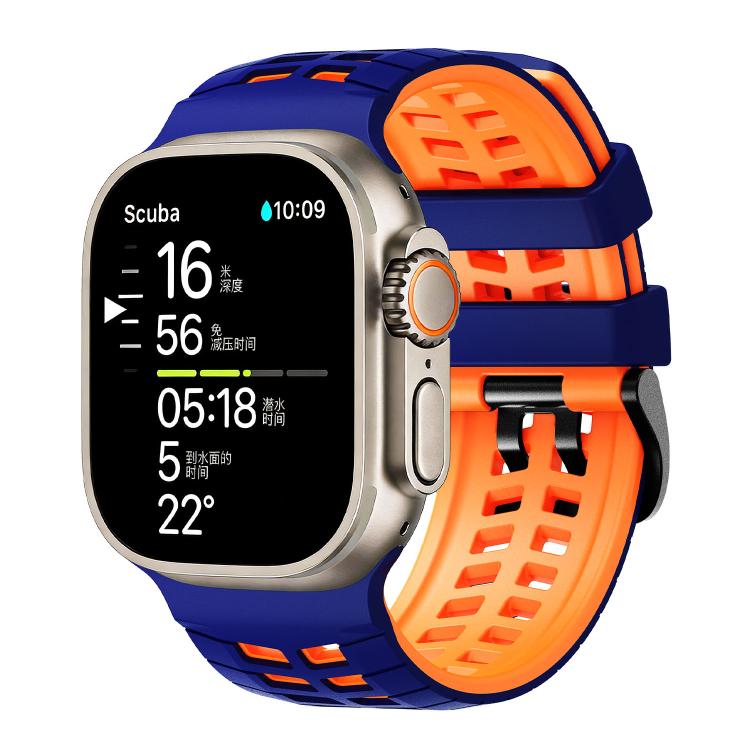 Dây đồng hồ silicone hai màu họa tiết lốp xe hai lỗ, dành cho Apple Watch 49mm / 46mm / 45mm / 44mm