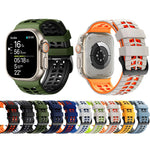 Dây đồng hồ silicone hai màu họa tiết lốp xe hai lỗ, dành cho Apple Watch 49mm / 46mm / 45mm / 44mm