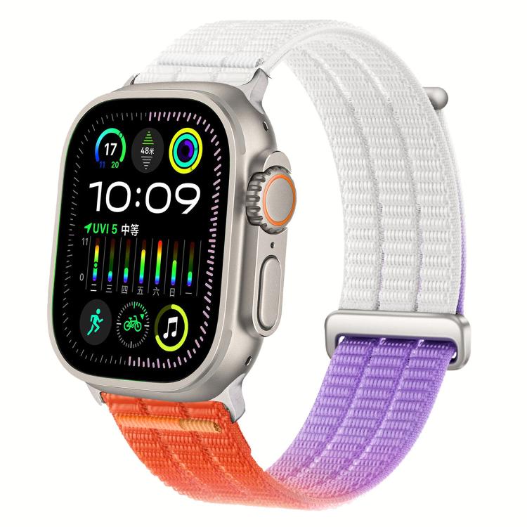 Dây đồng hồ đầu kim loại vòng lặp nylon thoáng khí cảm giác mây đôi, dành cho Apple Watch 46mm / 49mm / 45mm / 44mm, dành cho Apple Watch 42mm / 41mm / 40mm / 38mm