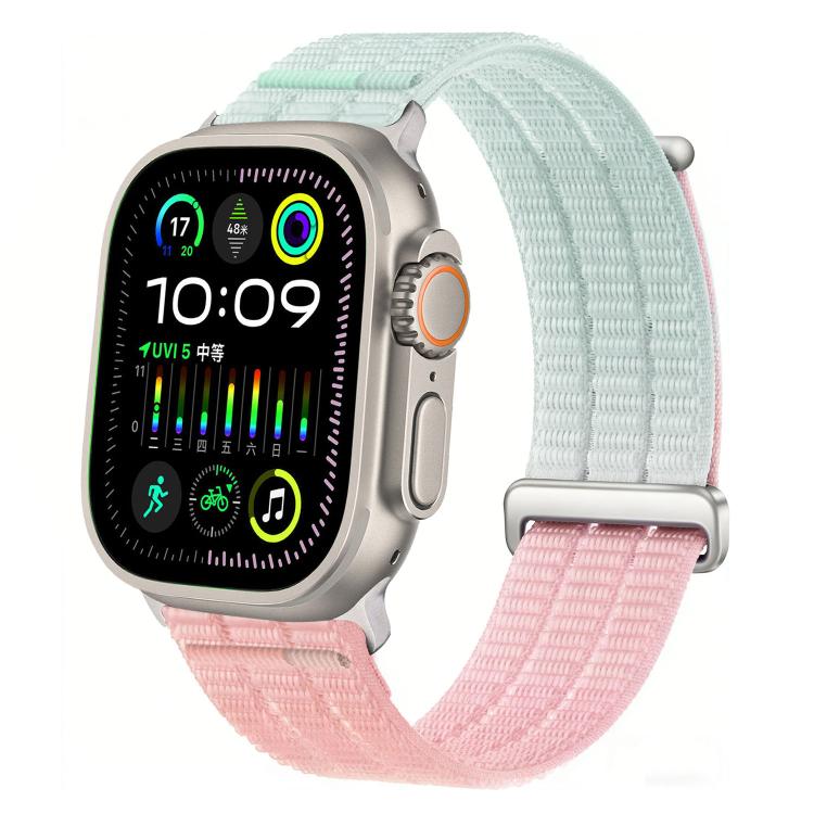 Dây đồng hồ đầu kim loại vòng lặp nylon thoáng khí cảm giác mây đôi, dành cho Apple Watch 46mm / 49mm / 45mm / 44mm, dành cho Apple Watch 42mm / 41mm / 40mm / 38mm
