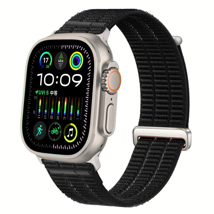 Dây đồng hồ đầu kim loại vòng lặp nylon thoáng khí cảm giác mây đôi, dành cho Apple Watch 46mm / 49mm / 45mm / 44mm, dành cho Apple Watch 42mm / 41mm / 40mm / 38mm