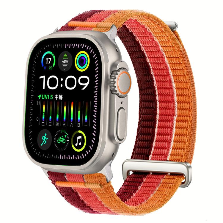 Dây đồng hồ đầu kim loại vòng lặp nylon thoáng khí cảm giác mây đôi, dành cho Apple Watch 46mm / 49mm / 45mm / 44mm, dành cho Apple Watch 42mm / 41mm / 40mm / 38mm