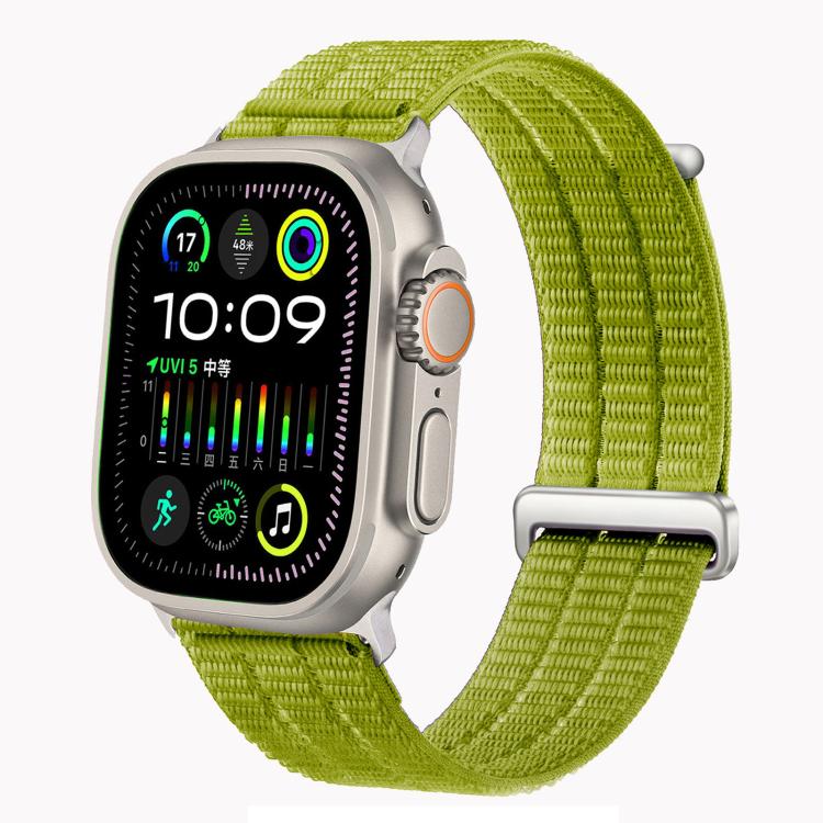 Dây đồng hồ đầu kim loại vòng lặp nylon thoáng khí cảm giác mây đôi, dành cho Apple Watch 46mm / 49mm / 45mm / 44mm, dành cho Apple Watch 42mm / 41mm / 40mm / 38mm