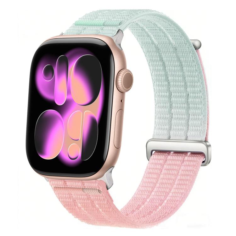 Dây đồng hồ đầu kim loại vòng lặp nylon thoáng khí cảm giác mây đôi, dành cho Apple Watch 46mm / 49mm / 45mm / 44mm, dành cho Apple Watch 42mm / 41mm / 40mm / 38mm