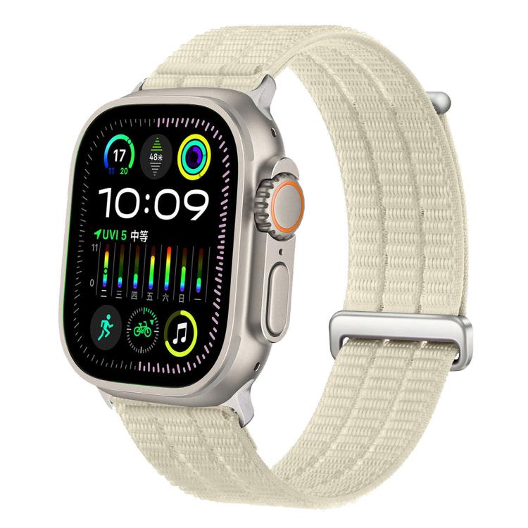 Dây đồng hồ đầu kim loại vòng lặp nylon thoáng khí cảm giác mây đôi, dành cho Apple Watch 46mm / 49mm / 45mm / 44mm, dành cho Apple Watch 42mm / 41mm / 40mm / 38mm