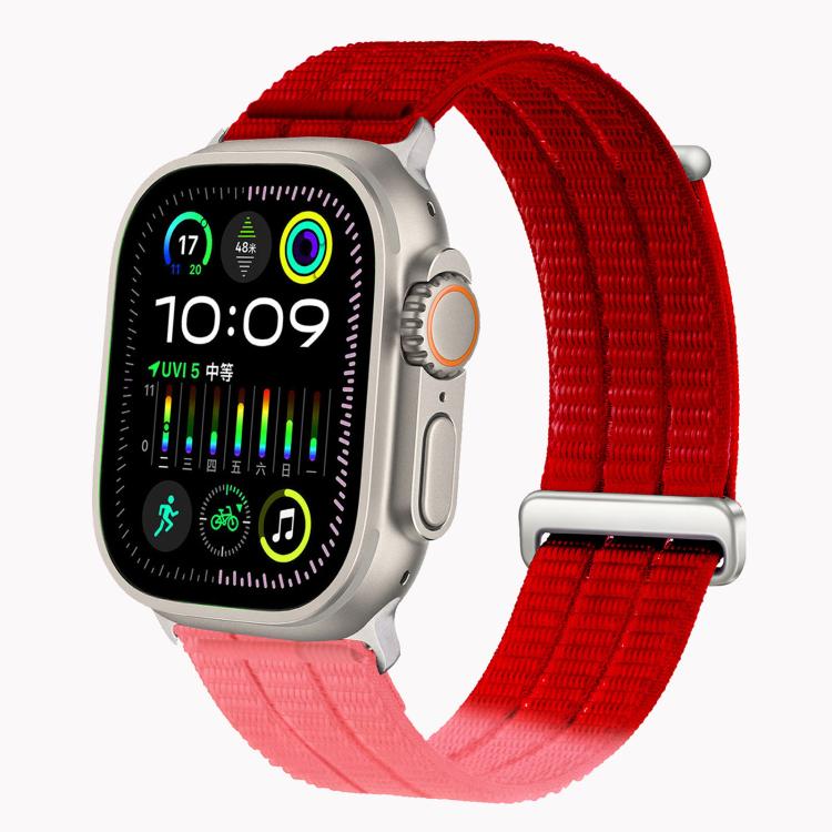 Dây đồng hồ đầu kim loại vòng lặp nylon thoáng khí cảm giác mây đôi, dành cho Apple Watch 46mm / 49mm / 45mm / 44mm, dành cho Apple Watch 42mm / 41mm / 40mm / 38mm