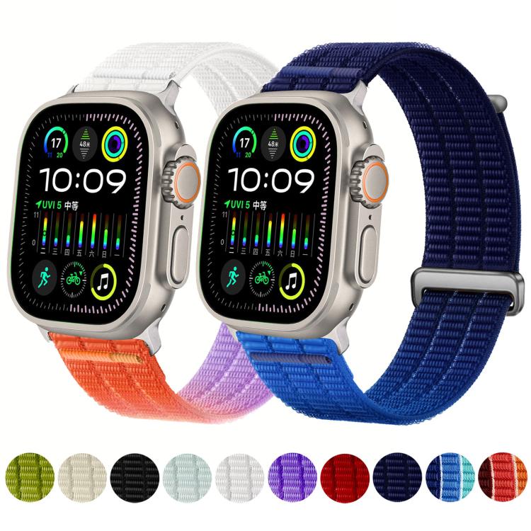 Dây đồng hồ đầu kim loại vòng lặp nylon thoáng khí cảm giác mây đôi, dành cho Apple Watch 46mm / 49mm / 45mm / 44mm, dành cho Apple Watch 42mm / 41mm / 40mm / 38mm
