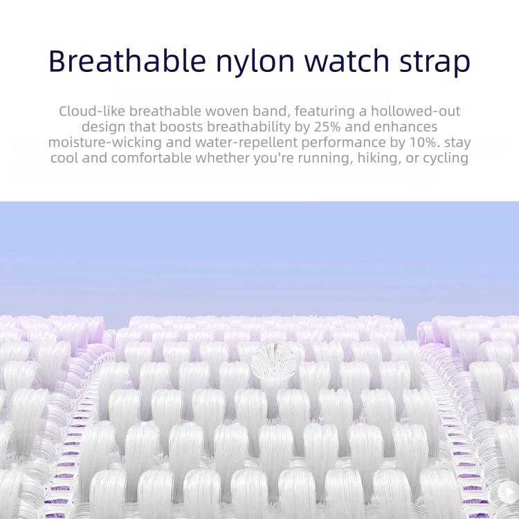 Dây đồng hồ đầu kim loại vòng lặp nylon thoáng khí cảm giác mây đôi, dành cho Apple Watch 46mm / 49mm / 45mm / 44mm, dành cho Apple Watch 42mm / 41mm / 40mm / 38mm