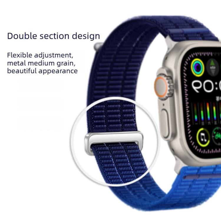 Dây đồng hồ đầu kim loại vòng lặp nylon thoáng khí cảm giác mây đôi, dành cho Apple Watch 46mm / 49mm / 45mm / 44mm, dành cho Apple Watch 42mm / 41mm / 40mm / 38mm