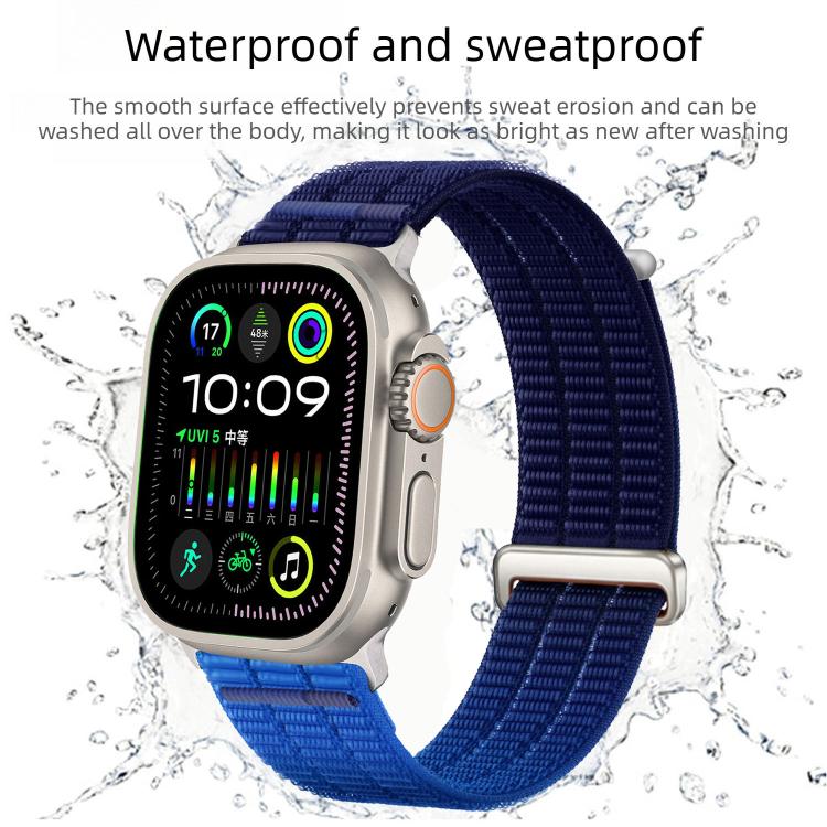 Dây đồng hồ đầu kim loại vòng lặp nylon thoáng khí cảm giác mây đôi, dành cho Apple Watch 46mm / 49mm / 45mm / 44mm, dành cho Apple Watch 42mm / 41mm / 40mm / 38mm