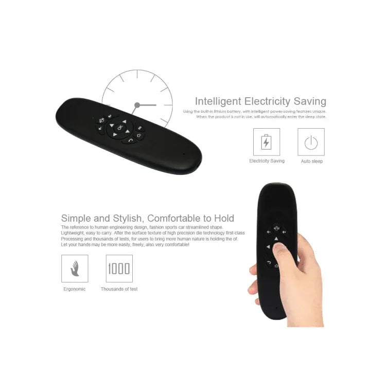 Bàn phím mini không dây C120 2.4G điều khiển chuột từ xa với 3 cảm biến con quay hồi chuyển & 3 cảm biến trọng lực cho PC / HTPC / IPTV / Smart TV và Android TV Box v.v.