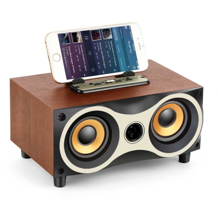 Loa không dây di động bằng gỗ, loa siêu trầm stereo radio FM, loa Bluetooth để bàn, màu gỗ nâu