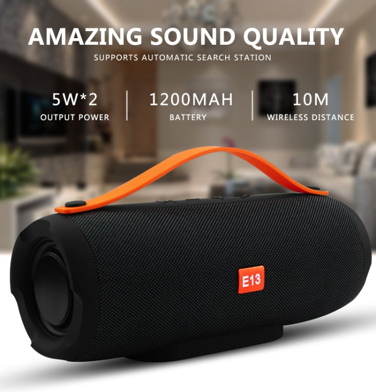 Loa Bluetooth không dây di động E13 Mini Loa stereo Loa điện thoại đài nhạc loa siêu trầm với TF FM, ĐỎ, XANH DƯƠNG, ĐEN
