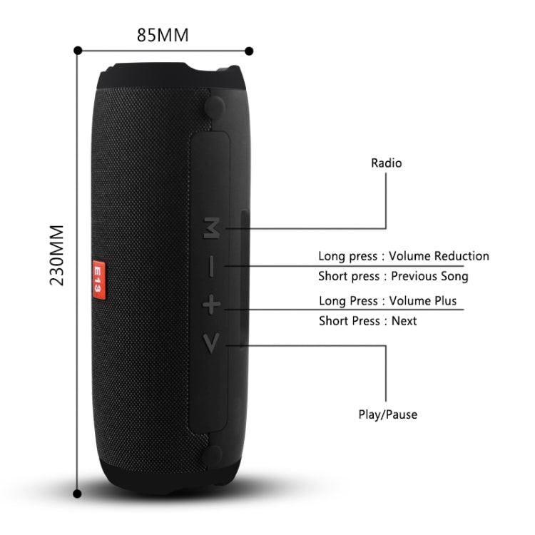 Loa Bluetooth không dây di động E13 Mini Loa stereo Loa điện thoại đài nhạc loa siêu trầm với TF FM, ĐỎ, XANH DƯƠNG, ĐEN