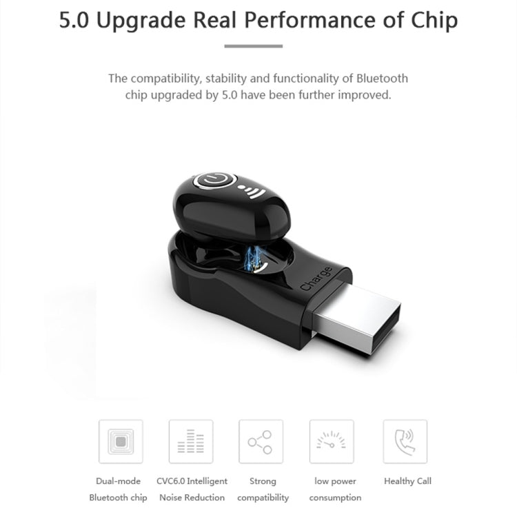Tai nghe Bluetooth mini thế hệ hai S650 với đế sạc tai nghe không dây tai nghe nhét tai kinh doanh vô hình có mic