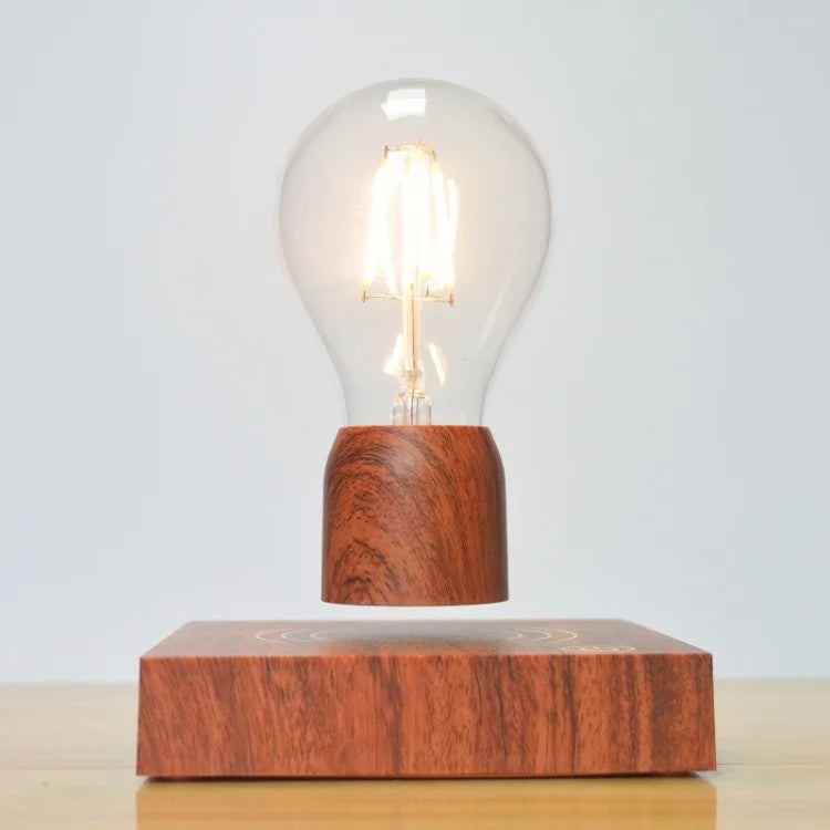 Bóng đèn nổi từ tính phong cách cổ điển, đế gỗ màu, đèn trang trí nhà LED