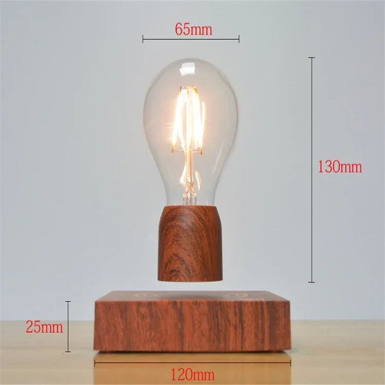 Bóng đèn nổi từ tính phong cách cổ điển, đế gỗ màu, đèn trang trí nhà LED