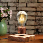 Bóng đèn nổi từ tính phong cách cổ điển, đế gỗ màu, đèn trang trí nhà LED