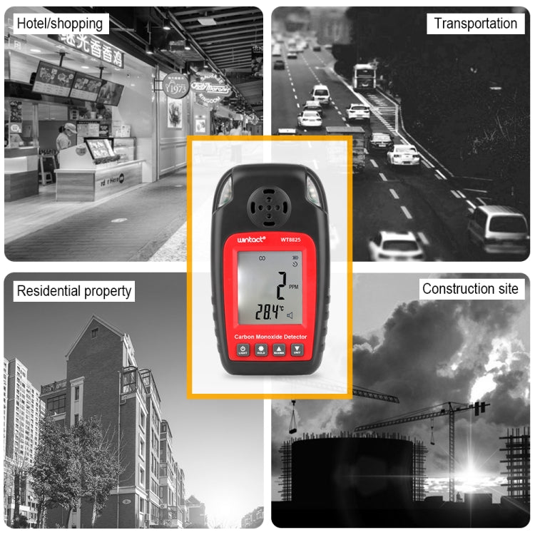 WINTACT WT8825 Máy phát hiện khí CO độc lập, cảm biến khí CO, cảnh báo ngộ độc nhạy cao, WT8825
