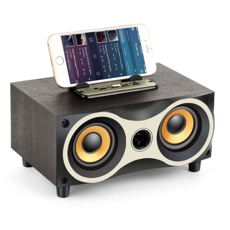 Loa Bluetooth không dây di động bằng gỗ X6, loa siêu trầm stereo, radio FM để bàn, màu gỗ đen