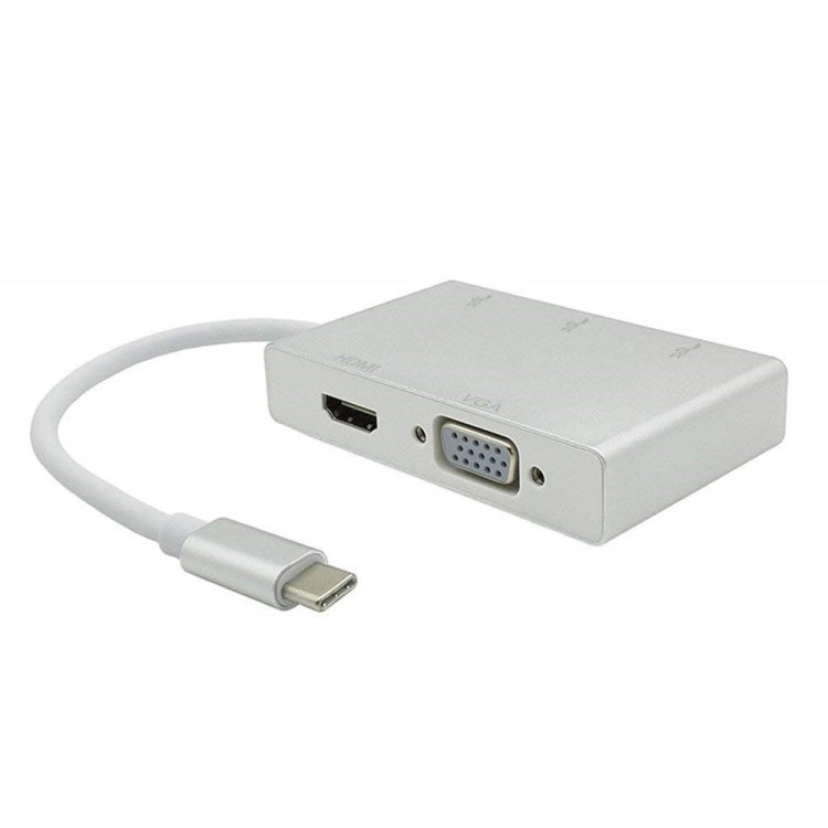 Bộ chuyển đổi USB C sang HDMI VGA USB Hub 5 trong 1 USB 3.1 cho laptop MacBook, ChromeBook Pixel, Huawei MateBook, HDMI+VGA+3xUSB3.0 sang Type-C