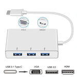 Bộ chuyển đổi USB C sang HDMI VGA USB Hub 5 trong 1 USB 3.1 cho laptop MacBook, ChromeBook Pixel, Huawei MateBook, HDMI+VGA+3xUSB3.0 sang Type-C