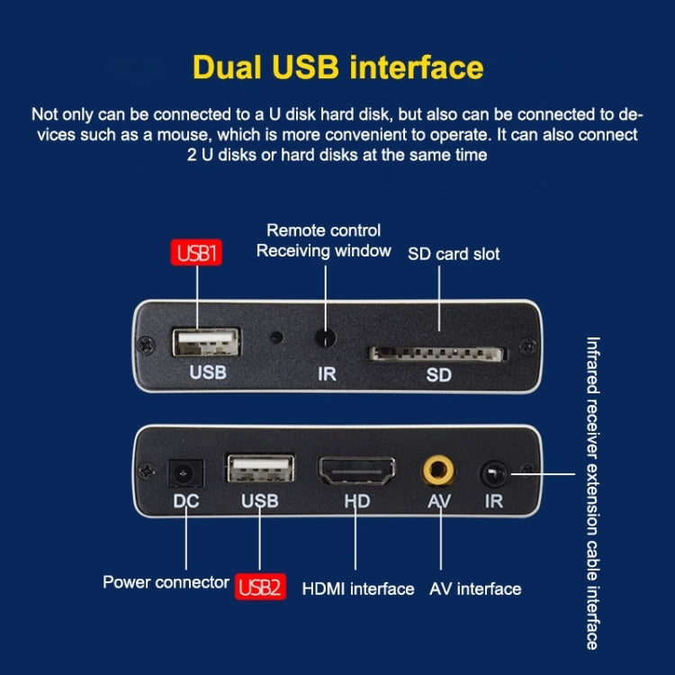Máy phát 4K HD JEDX đơn AD, bật nguồn tự động phát lại vòng lặp video PPT màn hình ngang và dọc, phát U Disk SD, US, EU, UK