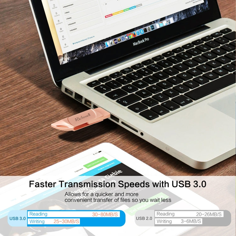 USB Flash Disk Richwell DXZ66 16G 3 trong 1 Micro USB + 8 Pin + USB 3.0 tương thích iPhone & IOS