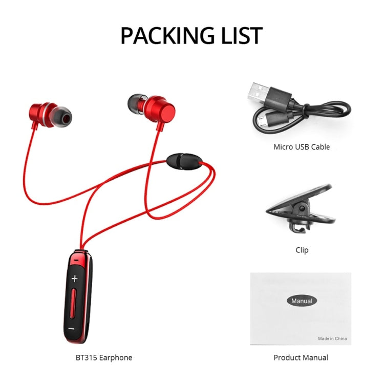 Tai nghe Bluetooth thể thao BT315 tai nghe stereo không dây Bluetooth 4.1 có mic bass thể thao vòng cổ nam châm