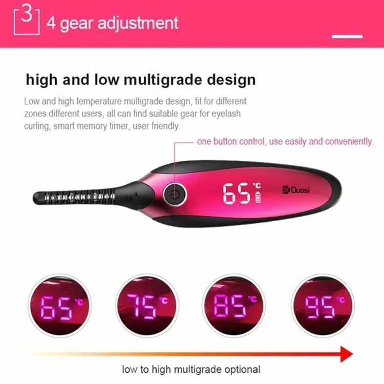 Máy uốn mi điện Duosi DY-102 kiểu bút, sưởi ấm lâu dài, sạc USB, kẹp uốn mi trang điểm điện