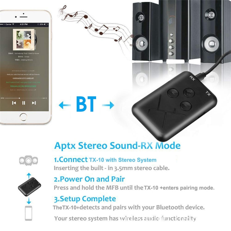 JDEX-TX10 bộ thu và phát âm thanh Bluetooth 4.2 2 trong 1 không dây 3.5mm, JDEX-TX10