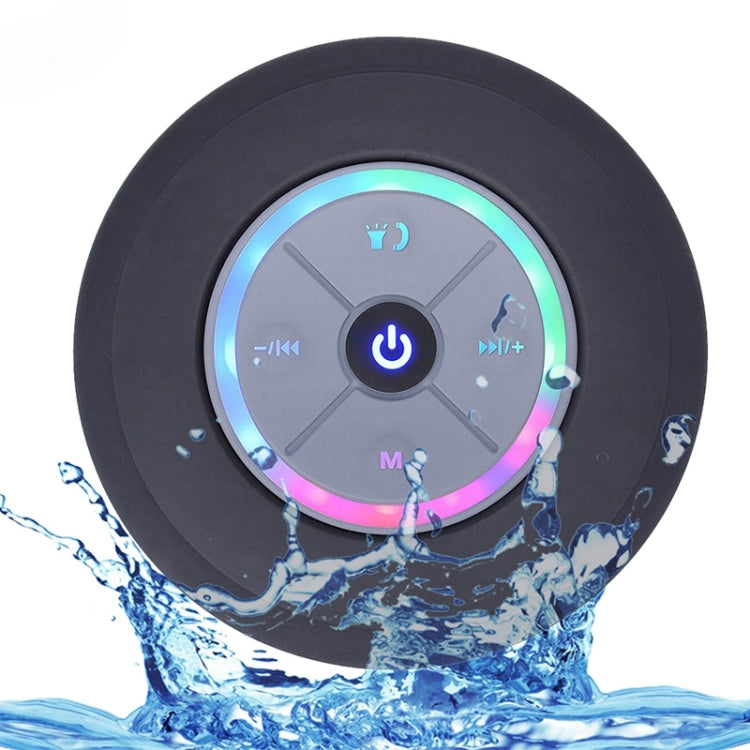 Loa Bluetooth không dây BTS-08 Chống nước Đèn LED Đài FM Loa siêu trầm Loa cột Bluetooth Thẻ TF Loa mini hút chân không cho phòng tắm